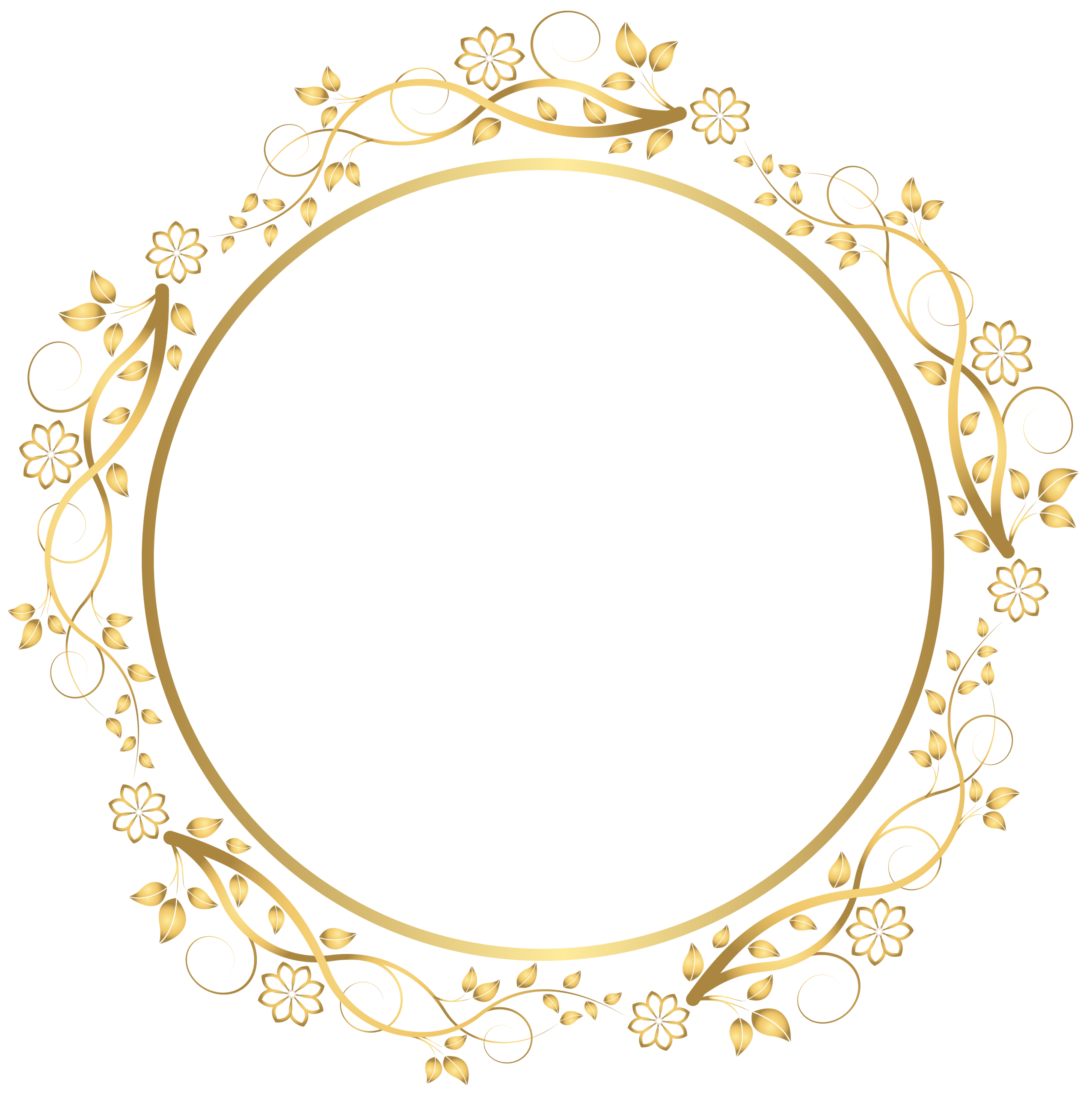 Golden flower circle frame