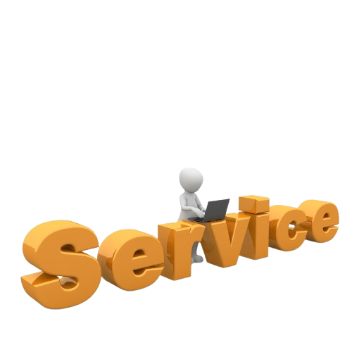 Caricature with service text 3d